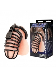 Черная металлическая клетка с замком Deluxe Chastity Cage - BlueLine - купить с доставкой в Орске