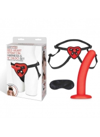 Красный поясной фаллоимитатор Red Heart Strap on Harness   5in Dildo Set - 12,25 см. - Lux Fetish - купить с доставкой в Орске