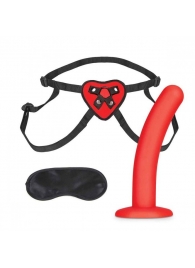 Красный поясной фаллоимитатор Red Heart Strap on Harness   5in Dildo Set - 12,25 см. - Lux Fetish - купить с доставкой в Орске