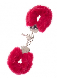 Металлические наручники с красной меховой опушкой METAL HANDCUFF WITH PLUSH RED - Dream Toys - купить с доставкой в Орске
