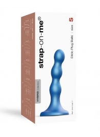 Голубая насадка Strap-On-Me Dildo Plug Balls size S - Strap-on-me - купить с доставкой в Орске