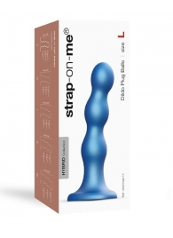 Голубая насадка Strap-On-Me Dildo Plug Balls size L - Strap-on-me - купить с доставкой в Орске