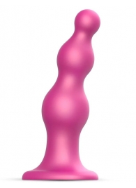 Розовая насадка Strap-On-Me Dildo Plug Beads size S - Strap-on-me - купить с доставкой в Орске