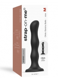 Черная насадка Strap-On-Me Dildo Geisha Balls size M - Strap-on-me - купить с доставкой в Орске