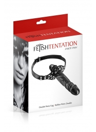 Черный кляп-фаллоимитатор Double Penis Gag - Fetish Tentation - купить с доставкой в Орске