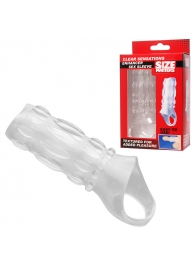 Насадка на пенис с кольцом для мошонки Clear Sensations Enhancer Sex Sleeve - 11,5 см. - XR Brands - в Орске купить с доставкой