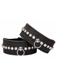 Черные наручники Diamond Studded Wrist Cuffs - Shots Media BV - купить с доставкой в Орске