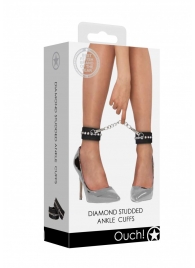 Черные поножи Diamond Studded Ankle Cuffs - Shots Media BV - купить с доставкой в Орске