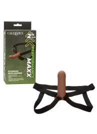 Коричневый фаллопротез из силикона Extension with Harness - 15,75 см. - California Exotic Novelties - купить с доставкой в Орске