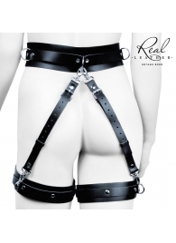 Черный кожаный пояс с гартерами - S-M - Notabu - купить с доставкой в Орске Черный кожаный пояс с гартерами - S-M - Notabu - купить с доставкой в Орске
