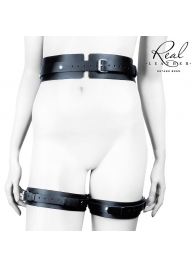 Черный кожаный пояс с гартерами - S-M - Notabu - купить с доставкой в Орске Черный кожаный пояс с гартерами - S-M - Notabu - купить с доставкой в Орске