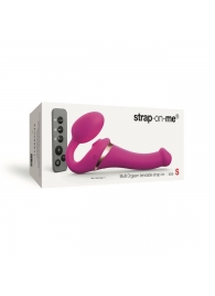 Ярко-розовый безремневой страпон Multi Orgasm Size S с клиторальной стимуляцией - Strap-on-me - купить с доставкой в Орске