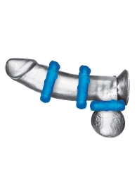 Комплект из трех голубых эрекционных колец 3-Pack Ribbed Rider Cock Ring Set - BlueLine - в Орске купить с доставкой