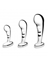 Набор из 3 стальных стимуляторов простаты Stainless Steel P-spot Training Set - b-Vibe - в Орске купить с доставкой