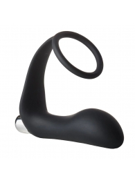 Черное эрекционное кольцо с вибропробкой Vibrating Anal Plug With Cockring - Dream Toys - в Орске купить с доставкой