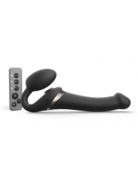 Черный безремневой страпон Multi Orgasm Size M с клиторальной стимуляцией - Strap-on-me - купить с доставкой в Орске