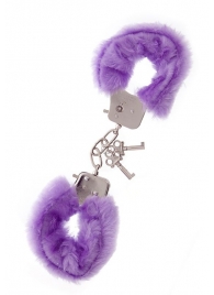 Фиолетовые меховые наручники METAL HANDCUFF WITH PLUSH LAVENDER - Dream Toys - купить с доставкой в Орске