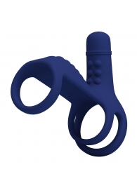 Синяя вибронасадка на пенис Vibrating Penis Sling - Baile - в Орске купить с доставкой