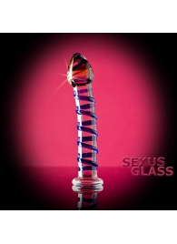 Прозрачный фаллос из стекла со спиралью по телу - 18 см. - Sexus купить с доставкой в интернет-магазине Orgasmix в Орске Прозрачный фаллос из стекла со спиралью по телу - 18 см. - Sexus