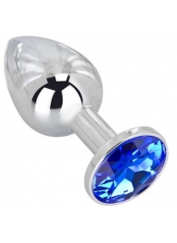 Анальное украшение BUTT PLUG  Small с синим кристаллом - 7 см. - Anal Jewelry Plug - купить с доставкой в Орске