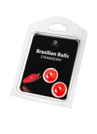 Набор из 2 шариков с массажным маслом Brazilian Balls с ароматом клубники - Secret Play - купить с доставкой в Орске