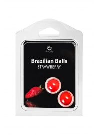 Набор из 2 шариков с массажным маслом Brazilian Balls с ароматом клубники - Secret Play - купить с доставкой в Орске