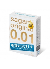 Увлажнённые презервативы Sagami Original 0.01 Extra Lub - 2 шт. - Sagami - купить с доставкой в Орске