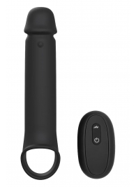 Черная насадка-удлинитель с вибрацией Vibrating Extender With Remote - Dream Toys - в Орске купить с доставкой