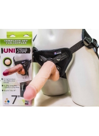 Страпон-унисекс с двумя насадками UNI strap 7  Harness - 19 и 16 см. - LOVETOY (А-Полимер) - купить с доставкой в Орске