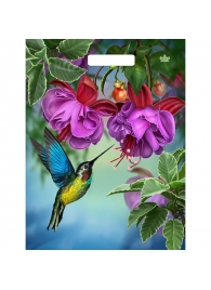 Пакет с принтом в виде колибри в цветах с вырубной ручкой (31х40 см) - Сима-Ленд - купить с доставкой в Орске
