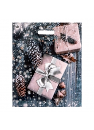Новогодний пакет с принтом в виде подарков и вырубной ручкой (45х38 см) - Сима-Ленд - купить с доставкой в Орске