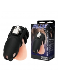 Черная клетка для пениса Silicone Small 2 in Cock Cage With Ball Divider - BlueLine - купить с доставкой в Орске
