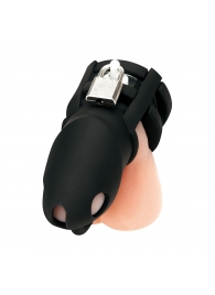 Черная клетка для пениса Silicone Small 2 in Cock Cage With Ball Divider - BlueLine - купить с доставкой в Орске