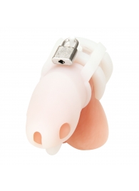 Белая клетка для пениса Silicone Small 2 in Cock Cage With Ball Divider - BlueLine - купить с доставкой в Орске
