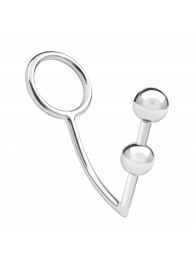 Кольцо на пенис с анальным стимулятором Two Bead Stainless Steel Anal Hook   Cock Ring - BlueLine - в Орске купить с доставкой