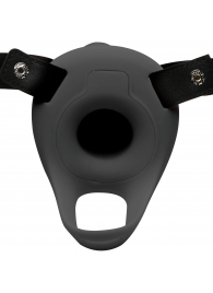 Черный полый страпон с вибрацией 2’’ Erection 28X Smooth Vibrating Silicone Penis Sheath - XR Brands - купить с доставкой в Орске