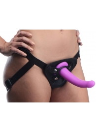 Лиловый поясной страпон Navigator Silicone G-Spot Dildo with Harness - 17,8 см. - XR Brands - купить с доставкой в Орске