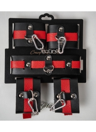 Черно-красный набор фиксаций: наручники, оковы и ошейник - Crazy Handmade - купить с доставкой в Орске