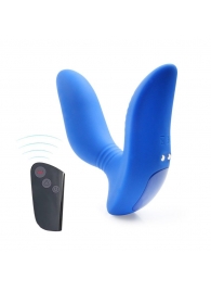 Синий вибромассажер простаты 3,5’’ Remote Control Curve P-spot Massager - 12 см. - Erokay - в Орске купить с доставкой