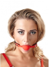 Силиконовый кляп-шар на чёрных ремешках Red Gag silicone - Orion - купить с доставкой в Орске