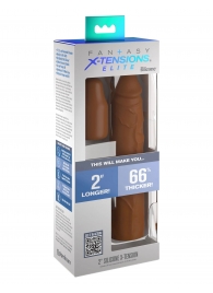 Коричневая насадка на член 2  Silicone X-tension - 20,3 см. - Pipedream - в Орске купить с доставкой