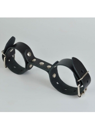 Черные кожаные наручники-фиксатор - Sitabella - купить с доставкой в Орске