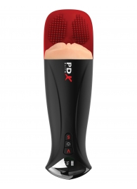 Телесный мастурбатор-вагина в черной колбе с вибрацией Fuck-O-Matic Pro XL - Pipedream - в Орске купить с доставкой