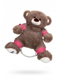 Бондажный набор: бурый мишка с розовыми оковами и наручниками - Pecado - купить с доставкой в Орске