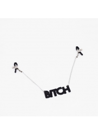 Зажимы на соски с кожаной подвеской Bitch - Crazy Handmade - купить с доставкой в Орске