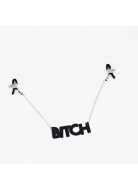 Зажимы на соски с кожаной подвеской Bitch - Crazy Handmade - купить с доставкой в Орске