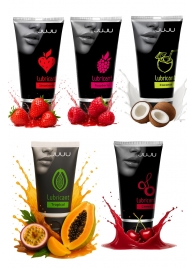 Набор из 5 съедобных лубрикантов JUJU (клубника, малина, тропические фрукты, вишня, кокос) - JuJu - купить с доставкой в Орске Набор из 5 съедобных лубрикантов JUJU (клубника, малина, тропические фрукты, вишня, кокос) - JuJu - купить с доставкой в Орске