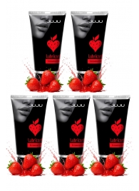 Набор из 5 съедобных лубрикантов JUJU со вкусом клубники - JuJu - купить с доставкой в Орске Набор из 5 съедобных лубрикантов JUJU со вкусом клубники - JuJu - купить с доставкой в Орске