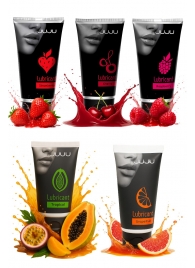 Набор из 5 съедобных лубрикантов JUJU (клубника, малина, тропические фрукты, вишня, грейпфрут) - JuJu - купить с доставкой в Орске Набор из 5 съедобных лубрикантов JUJU (клубника, малина, тропические фрукты, вишня, грейпфрут) - JuJu - купить с доставкой в Орске