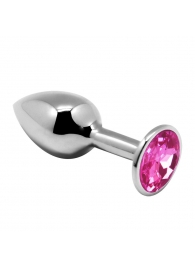Серебристая анальная втулка Mini Metal Butt Plug Size M с розовым кристаллом - Adrien Lastic в Орске Серебристая анальная втулка Mini Metal Butt Plug Size M с розовым кристаллом - Adrien Lastic